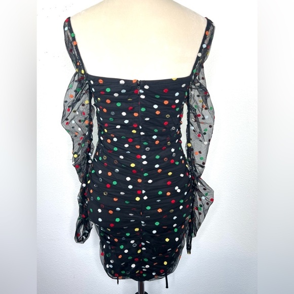 CAMILA COELHO Revolve Kiana Mini Dress Blqck Multicolor Polka Dot Size Smalll - Picture 5 of 11